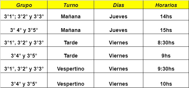 Horarios zoom